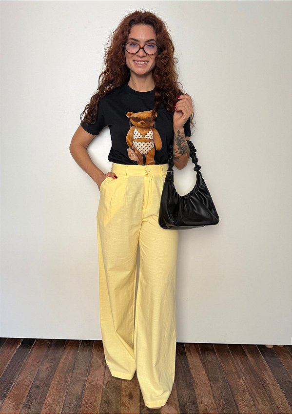 Calça Linho Wideleg Com Cós Anatômico Janaina @usemika Feminino