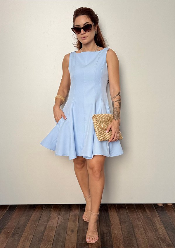 Vestido Alfaiataria Evase Com Bolso Aurora @usemika Feminino