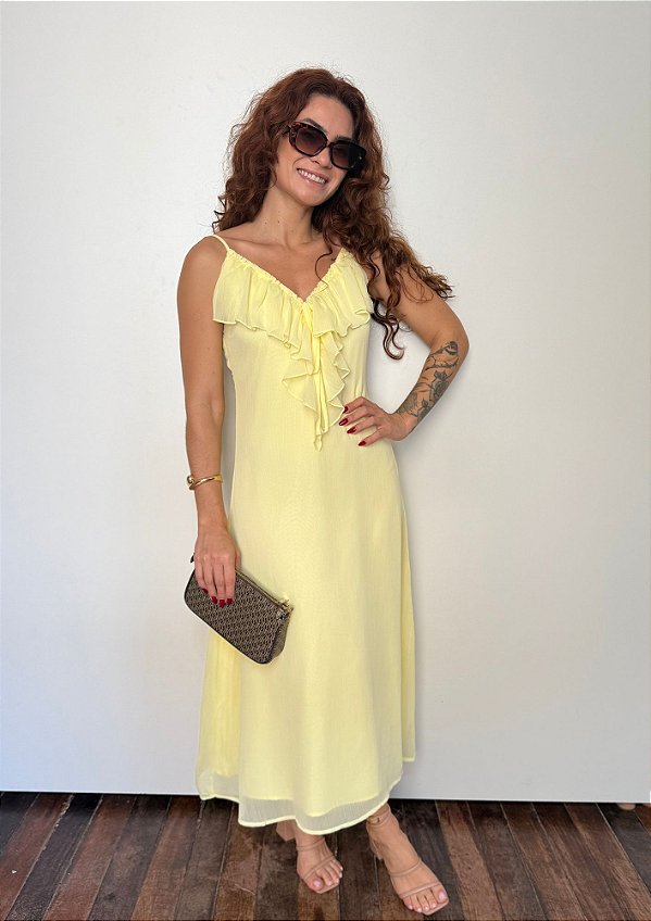 Vestido Chiffon Midi De Alcinha Flora @usemika Feminino