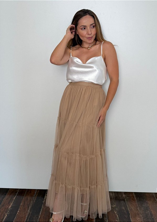 Saia Tule Midi Três Marias Naiara @usemika Feminino