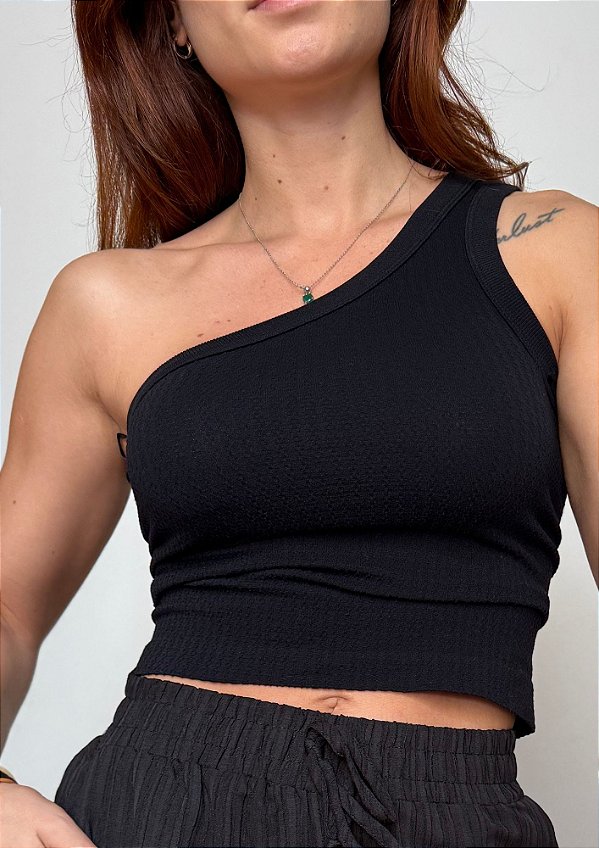 Blusa Poliamida Texturizada Um Ombro Só Dandara @usemika Feminino