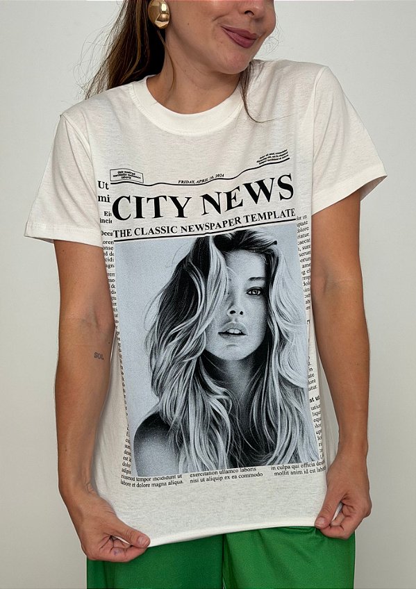 Tshirt Meia Malha City News Natalia @usemika Feminino