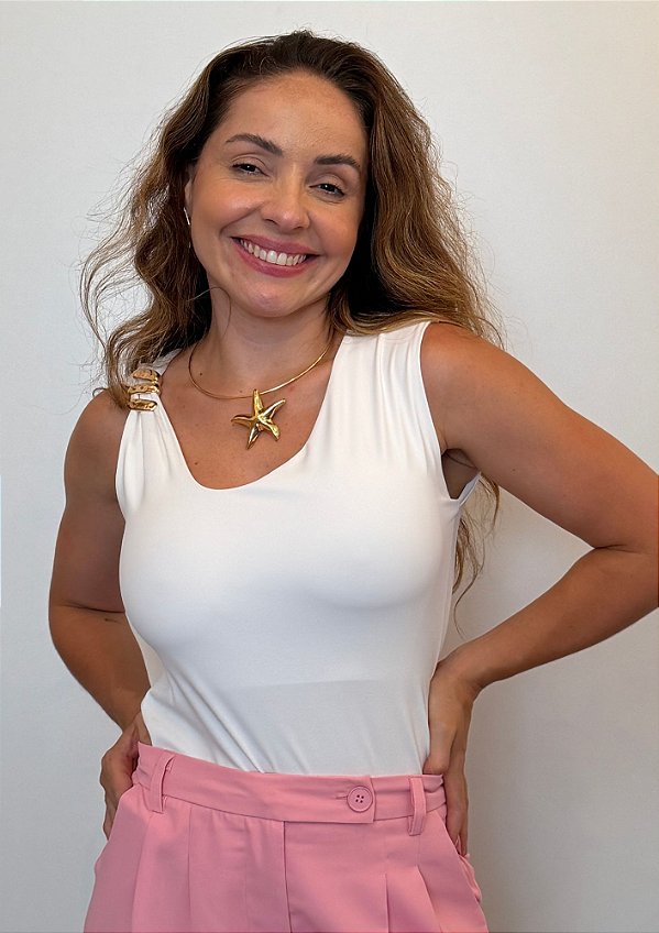 Body Poliamida Regata com Detalhe Lia @usemika Feminino