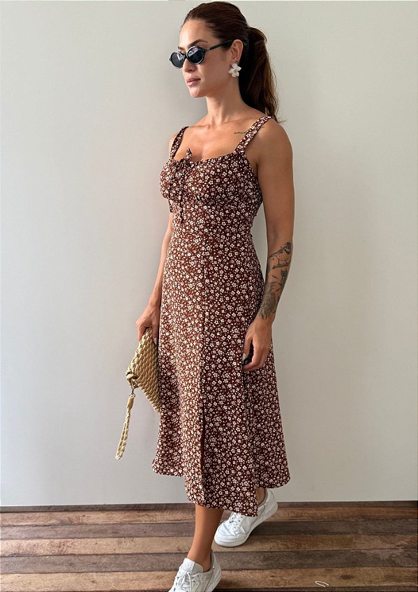 Vestido Viscose Estampado De Alcinha Roberta @usemika Feminino