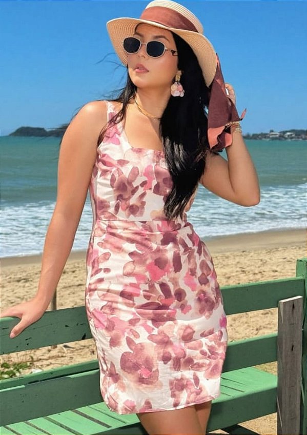 Vestido Crepe Curto Estampado Ivy @usemika Feminino