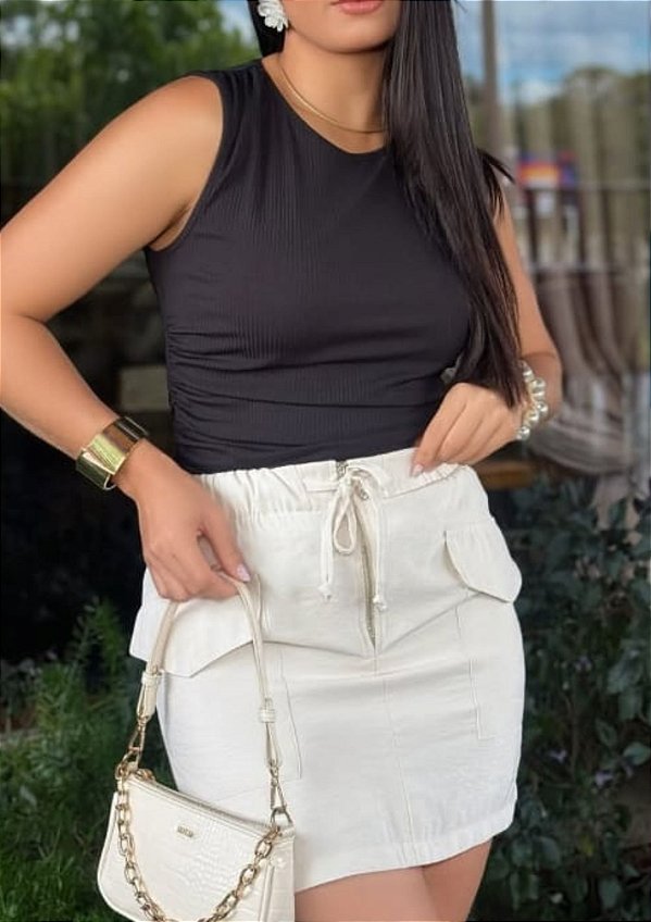 Saia Alfaiataria Marant Elastano com Zíper Greta @usemika Feminino