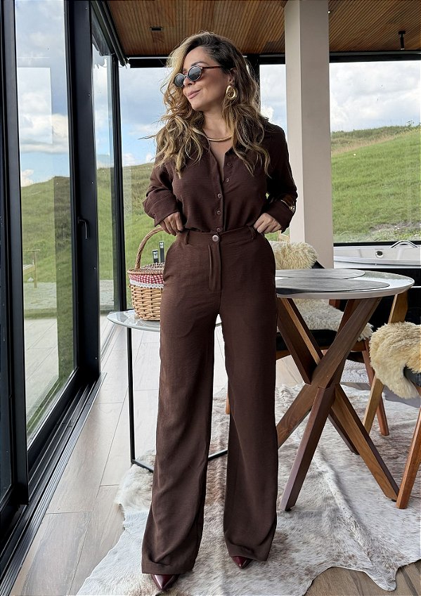 Conjunto Duna Camisa com Botões e Calça Matilda @usemika Feminino