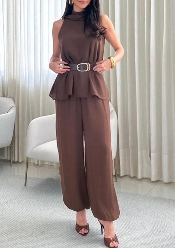 Conjunto Crepe Georgette Blusa e Calça Aladin Ananda @usemika Feminino