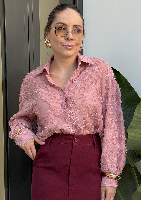 Camisa Jacquard Manga Longa Texturizada Tarsila @usemika Feminino