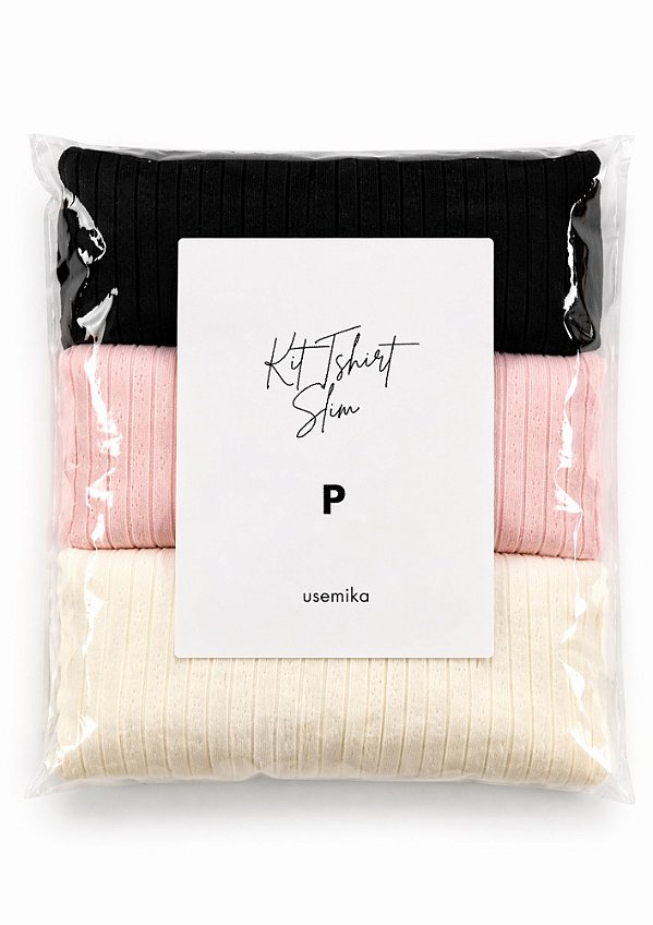 Kit Tshirt Slim Rosa, Preto e Branco @usemika Feminino