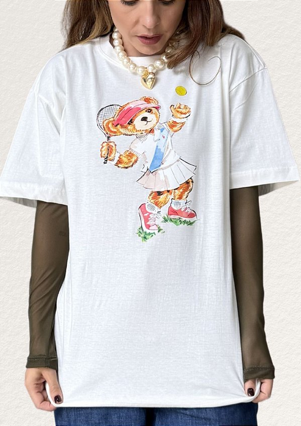 Tshirt Básica Estampa Urso @usemika Feminino
