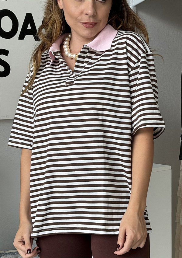 Blusa Polo Listrada Renata @usemika Feminino