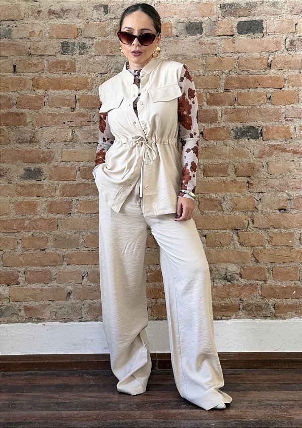 Conjunto Alfaiataria Marant Colete Estilo Parka e Calça Beatriz @usemika Feminino