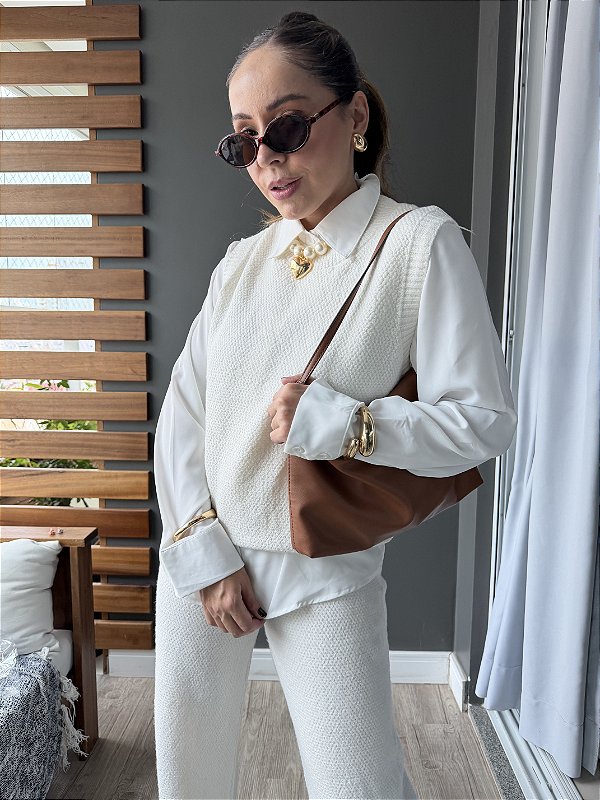 Conjunto Modal Tricot Colete com Detalhes e Calça Bel @usemika Feminino