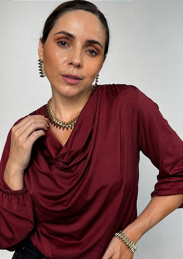 Blusa Suplex Manga Longa com Caimento Clarice @usemika Feminino