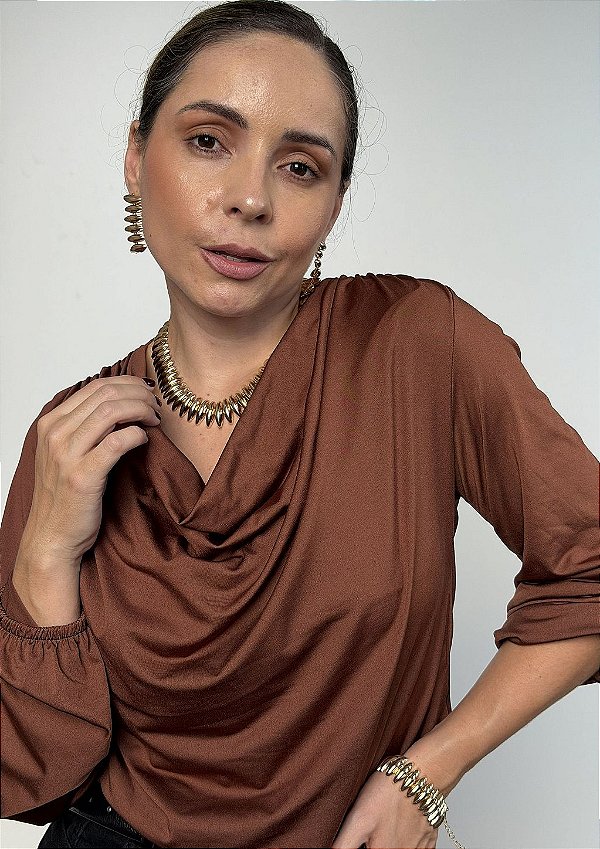 Blusa Suplex Manga Longa com Caimento Clarice @usemika Feminino