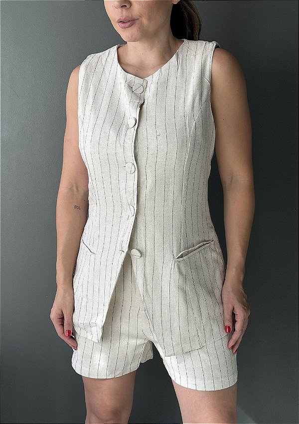 Conjunto Viscose Colete com Recorte em V e Short Heloisa @usemika Feminino