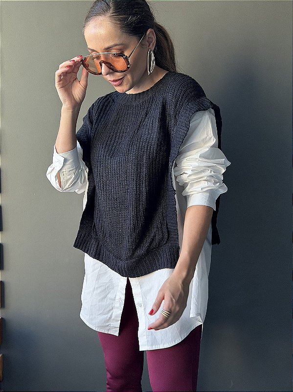 Camisa Tricoline Tricot com Manga Longa Sara @usemika Feminino