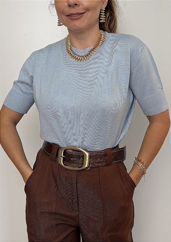 Blusa Modal Básica Manga Curta Valentina @usemika Feminino