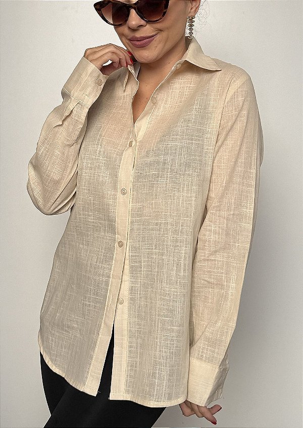 Camisa Viscolinho Básica Tradicional Bruna @usemika Feminino
