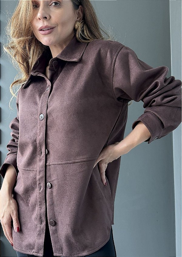 Camisa Suede Oversized com Detalhe na Cintura Manuela @usemika Feminino