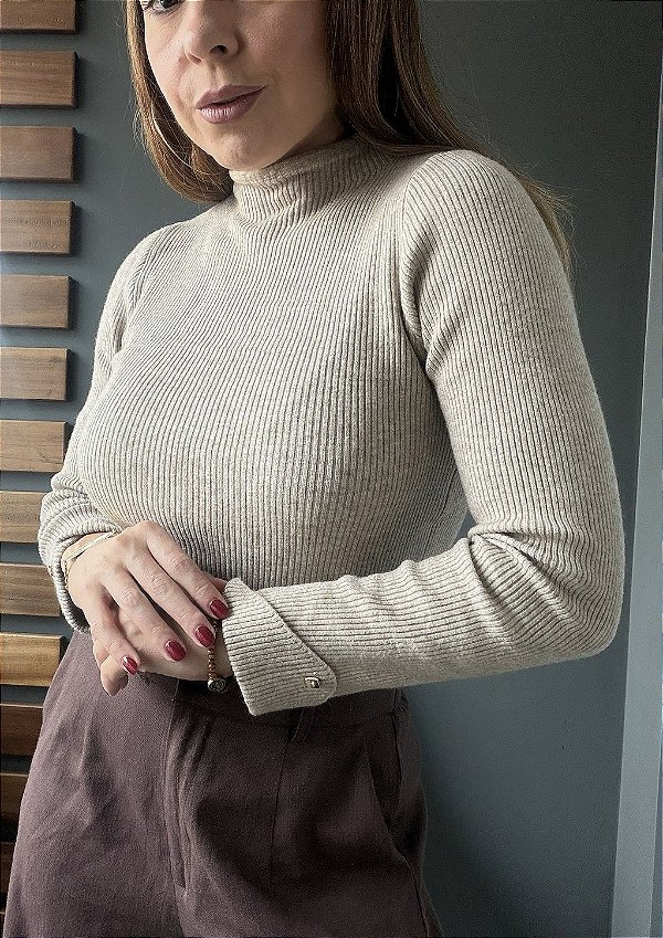 Blusa Modal Slim Canelada com Meia Gola Helena @usemika Feminino