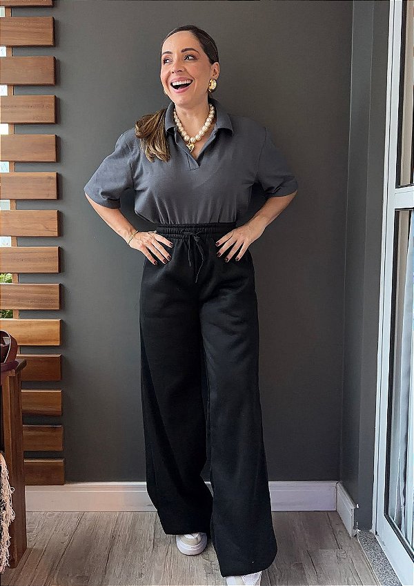 Calça Moletom Reta Básica Catarina @usemika Feminino
