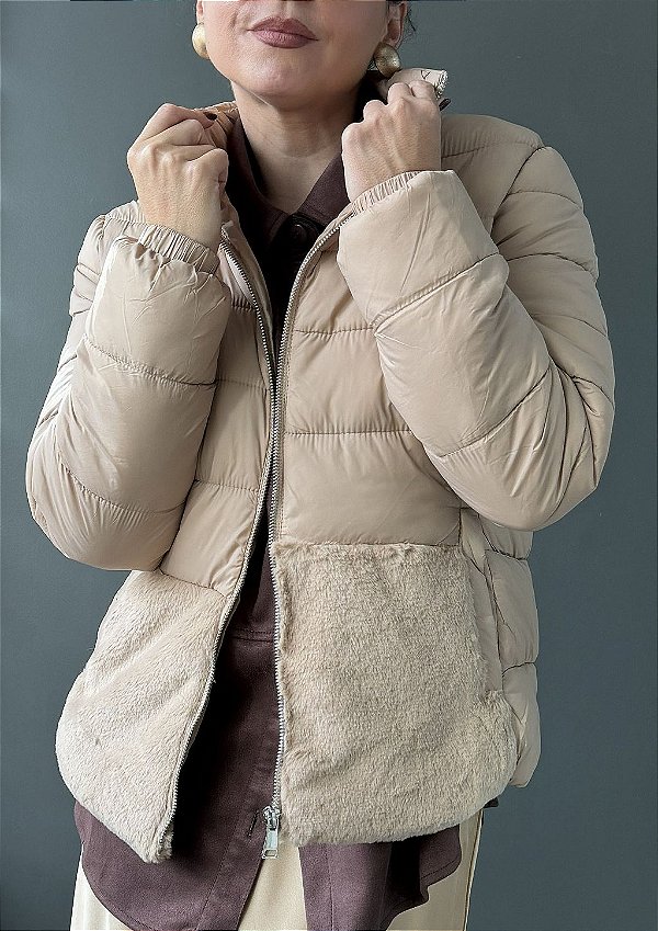 Jaqueta Nylon Puffer Bolsos em Pelo Nina @usemika Feminino