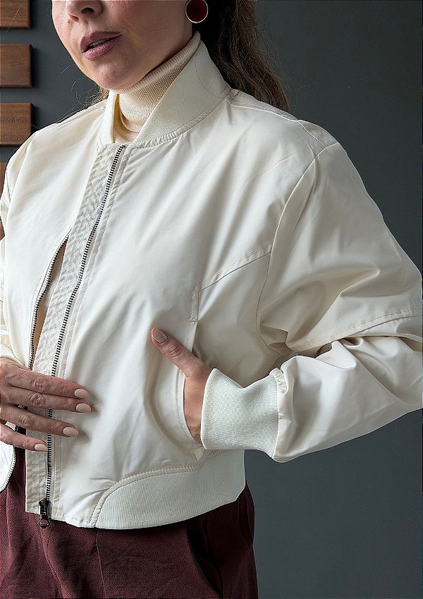 Jaqueta Nylon Bomber com Ribana Renata @usemika Feminino