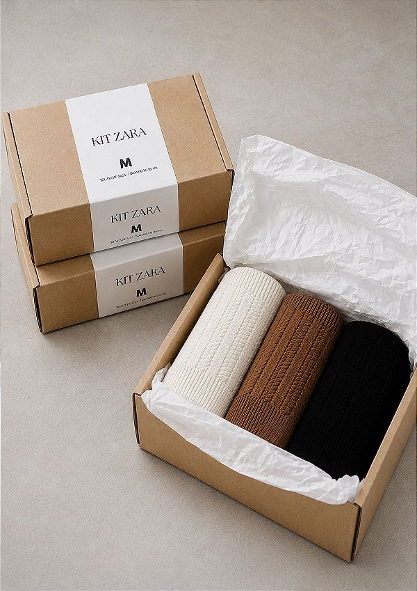 Kit Blusa Poliamida Texturizada Regata Zara Marrom Claro, Off e Preto @usemika Feminino