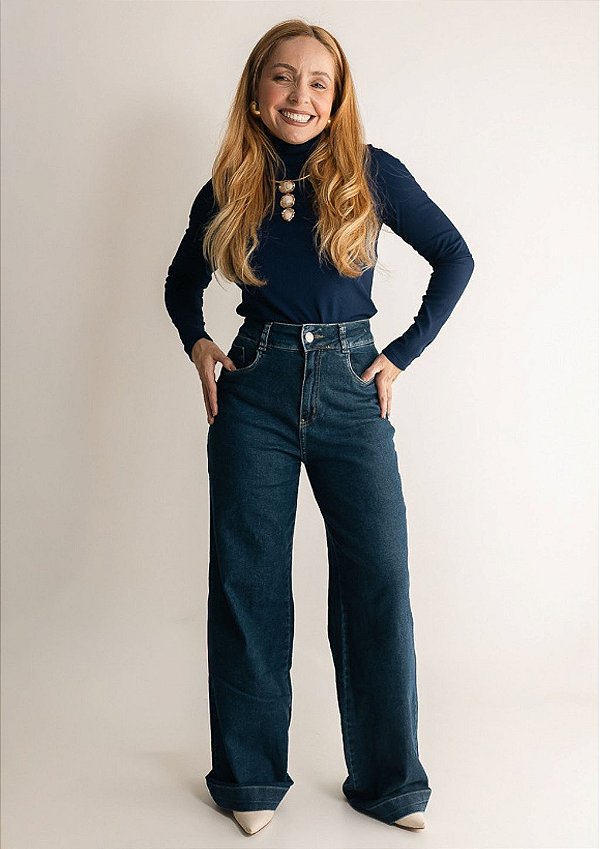 Calça Jeans Wideleg Com Elastano Lais @usemika Femnino