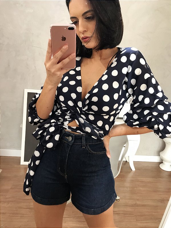 Short Mom Jeans Amaciado @usemika Feminina