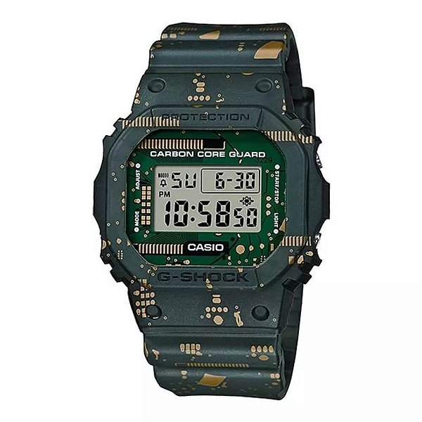 Relógio Casio G-Shock DWE-5600CC-3DR Circuit Board Camouflage Carbon Core Guard