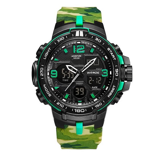 Relógio Masculino Weide AnaDigi WA3J8005 – Verde Camuflado