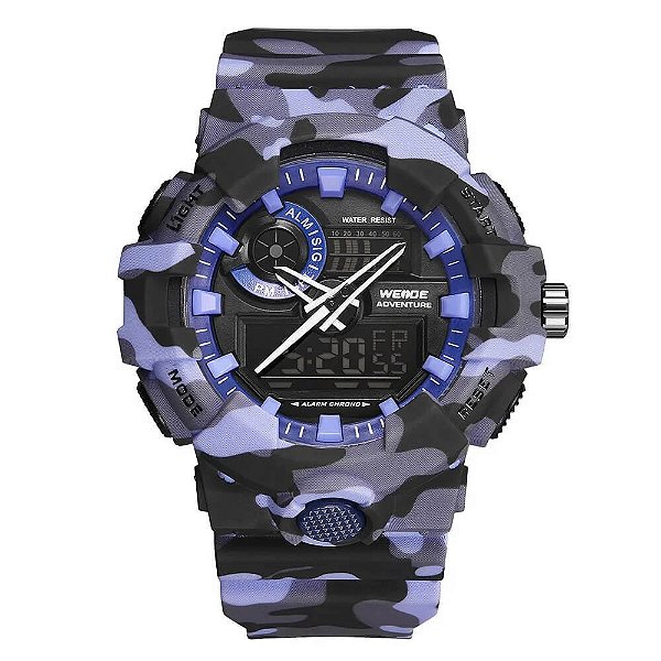 Relógio Masculino Weide AnaDigi WA3J8007 – Azul Camuflado