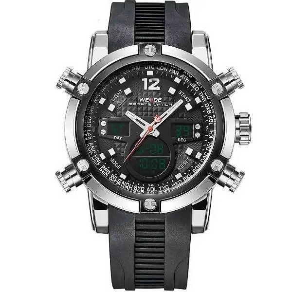 Relógio Masculino Weide AnaDigi WH-5205 – Preto e Prata