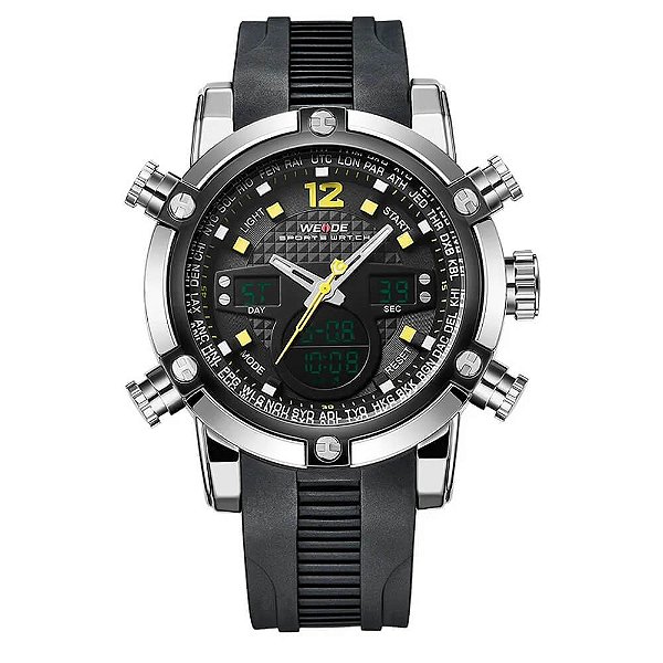 Relógio Masculino Weide AnaDigi WH5205 – Prata e Amarelo
