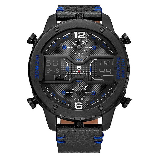 Relógio Masculino Weide AnaDigi WH6401B – Preto e Azul