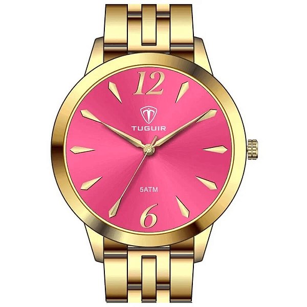 Relógio Feminino Tuguir Analógico TG141 – Dourado e Rosa