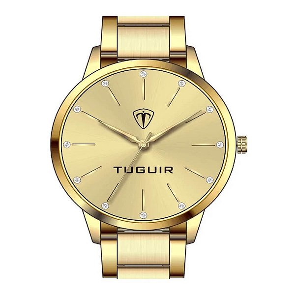 Kit Relógio Feminino Tuguir Analógico TG142 – Dourado com colar