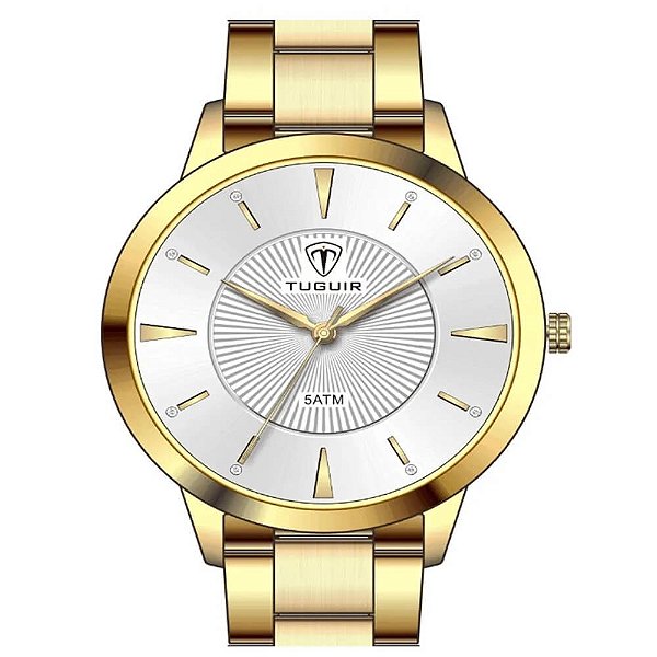 Kit Relógio Feminino Tuguir Analógico TG145 – Dourado com colar