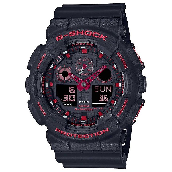 Relógio Casio G-Shock Masculino GA-100BNR-1ADR Ignite Red.