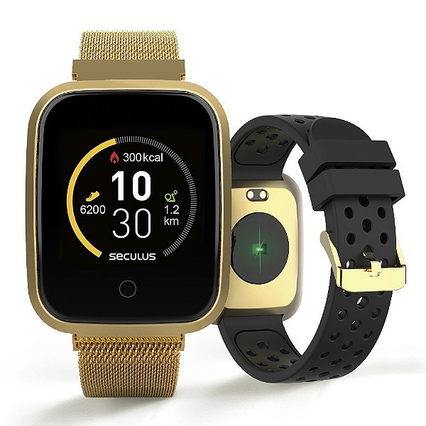 Relógio Smartwatch Seculus Troca Pulseira 79006MPSVDE4 - Dourado