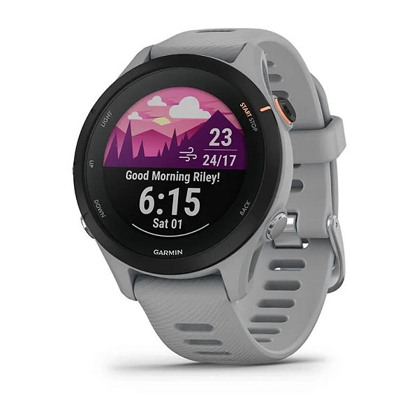 Relógio Smartwatch e Monitor Cardíaco de Pulso e GPS Garmin Forerunner 255S - Cinza