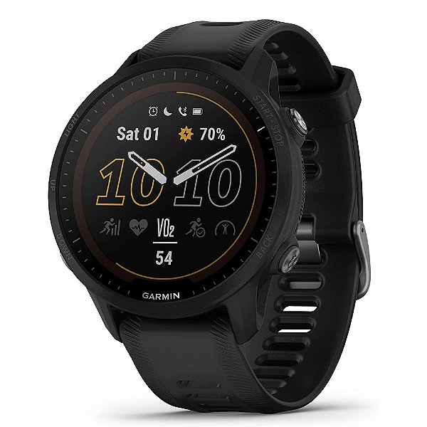 Relógio Smartwatch e Monitor Cardíaco de Pulso e GPS Garmin Forerunner 955 Solar - Preto