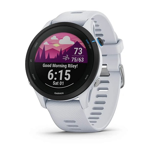 Relógio Smartwatch e Monitor Cardíaco de Pulso e GPS Garmin Forerunner 255 Music - Branco