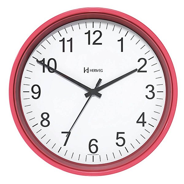 Relógio de Parede Herweg 6101-269 Redondo 22cm Vermelho