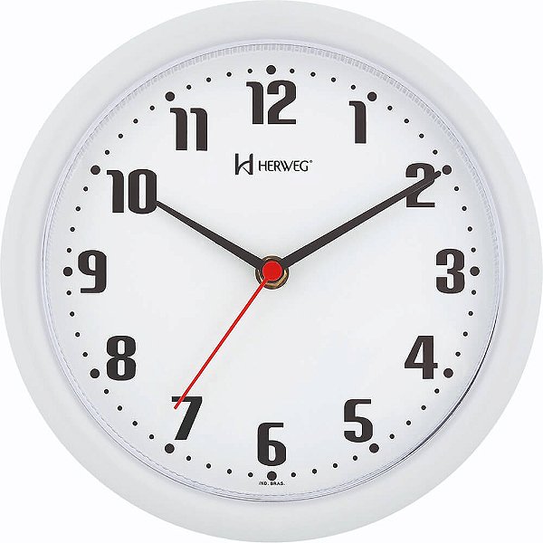 Relógio de Parede Herweg 6102-021 Quartz Redondo 22cm Branco