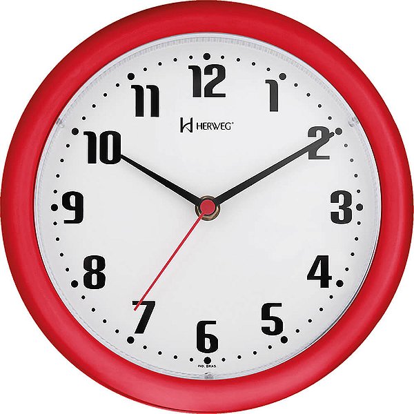 Relógio de Parede Herweg 6102-269 Redondo 22cm Vermelho