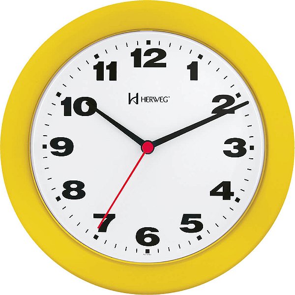 Relógio de Parede Herweg 6103-268 Redondo 21cm Amarelo